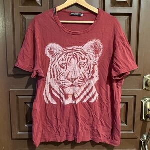 Dolce & Gabbana | Women's Graphic Print Tiger T-Shirt Red Size IT 56 US XL